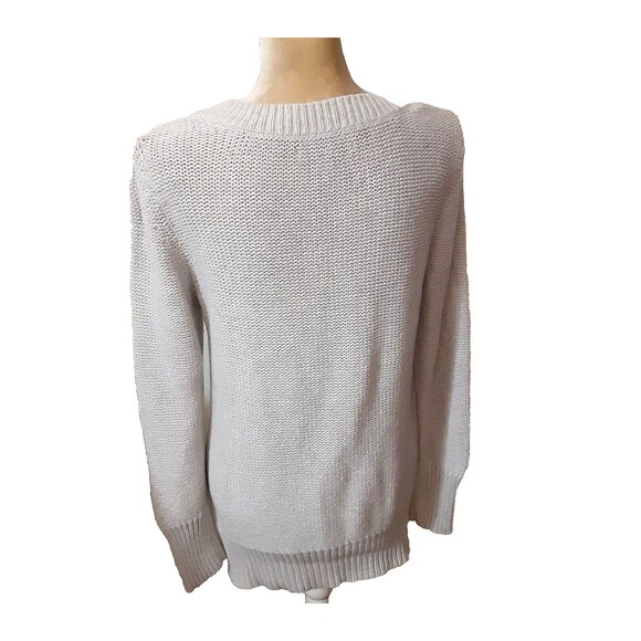 Old Navy pale gray cable knit sweater cotton blend L long line - Picture 4 of 4